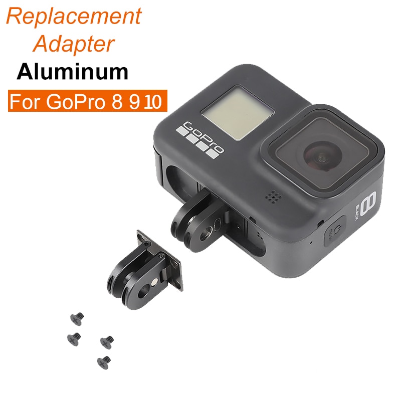 Adaptador de montaje para gopro hero 8, 9, 10, negro, accesorios de aleación de aluminio, adaptador de cabeza reemplazable de repuesto