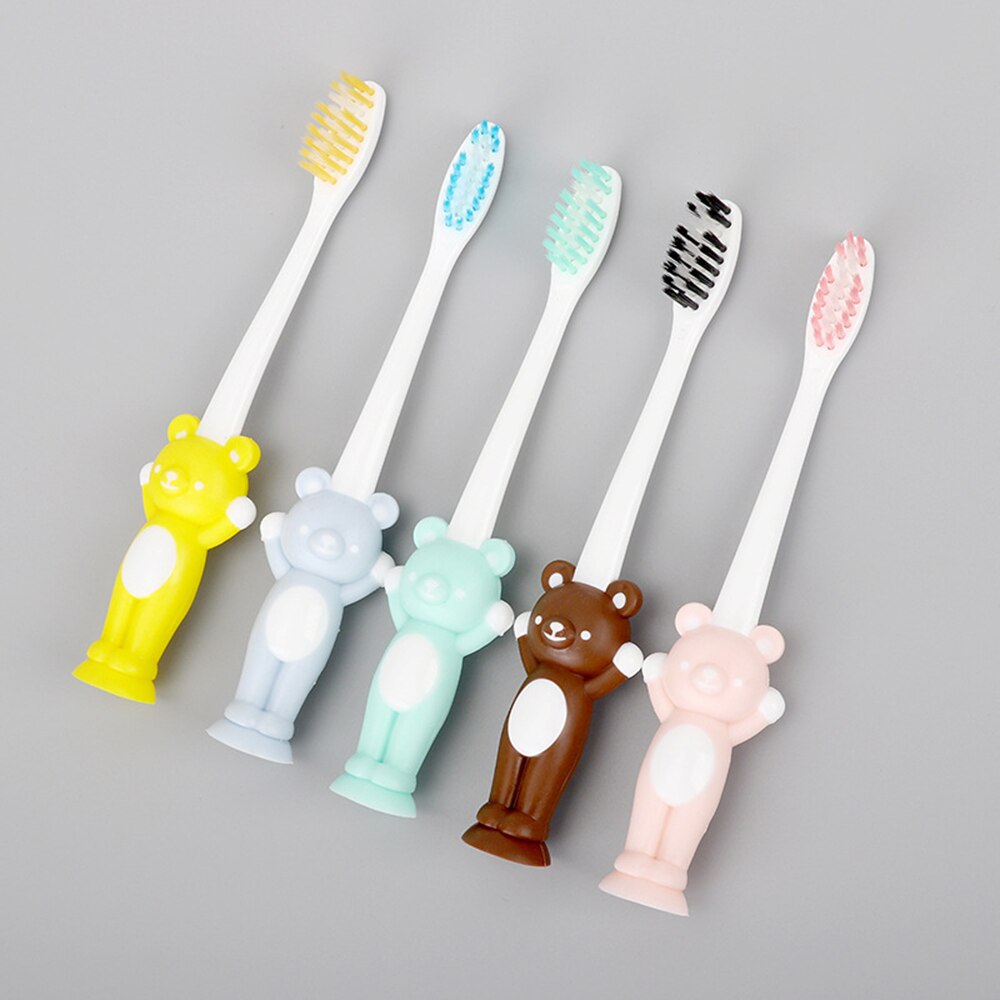 4Pcs Children's Toothbrush Soft Toothbrush Tooth Cartoon Training Toothbrush Baby Clean Mouth Care: 4pcs Bear