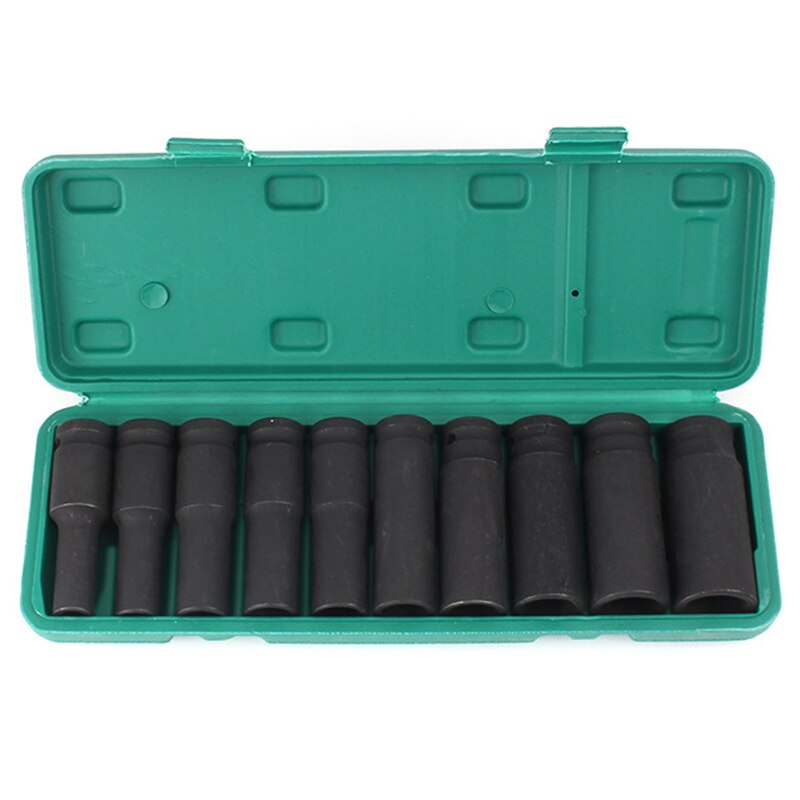 10PCS Deep Impact Socket 8 -22mm Metric Drive Strong and Heavy Duty Socket Set for Wrench Adapter Hand Tool and Repair