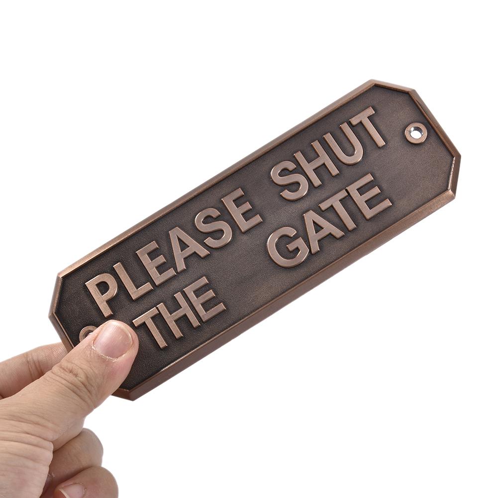 3 Colors Stainless Steel Warning Sign Hanging Card Hardware Gate Brass Door Sign Antique Brass Gardening Home Warning Sign