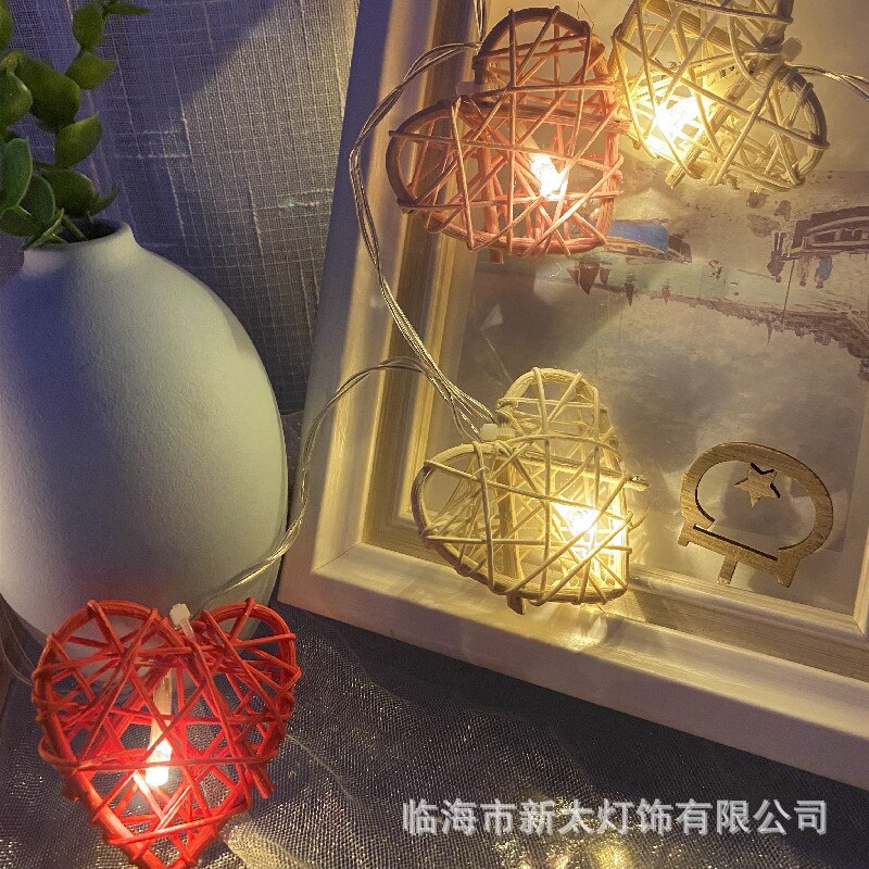 LED Cotton String Fairy Lights Room Ins Decoration Bedroom Night Light Festival Party Tree Rattan Handmade String Light: HEART / by battery