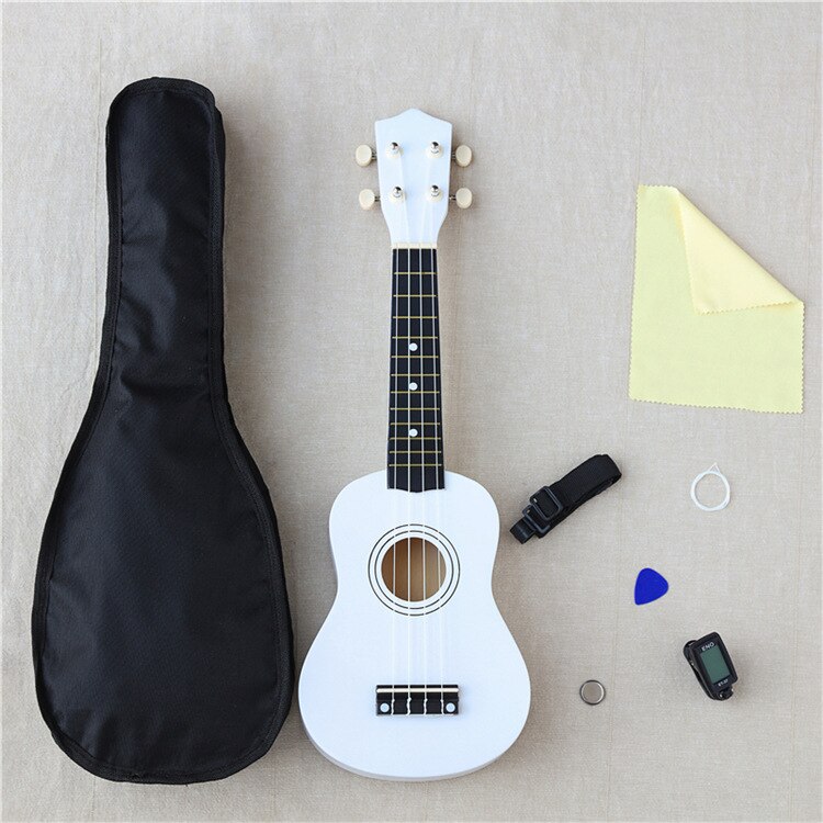 21-Inch Hout Ukulele Kerstcadeau Ukulele Kinderen Vier-Snaar Kleine Gitaar Kleur Ukulele Gitaar Reizen Gitaar Ukulele kit: White2