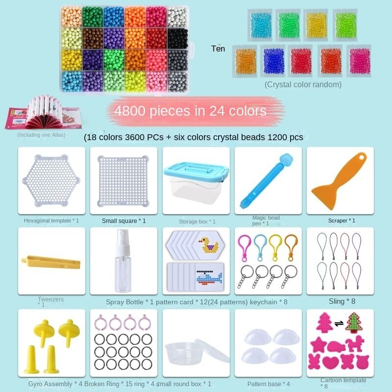 Koraliki Puzzle kryształ Handmade DIY zabawki woda Spray magiczne koraliki zestaw gry w piłkę 3D Handmade magiczne zabawki dla dzieci nowy 2022: 24 Colors 4800 grain