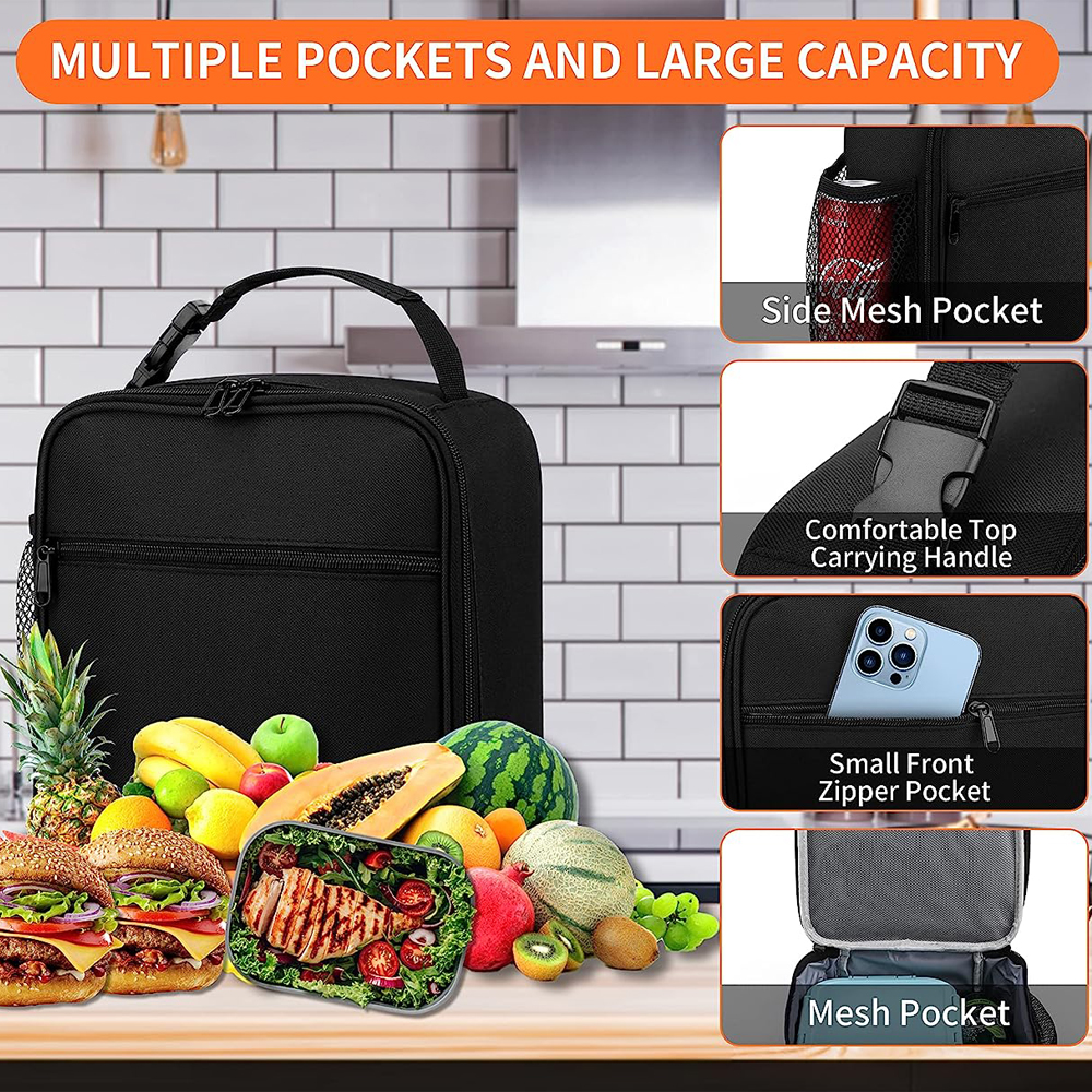 Men Women Insulated Portable Reusable Thermal Lunch Box Cooler Tote Lunch Bag for School Office Keep Food Fresh Warm or Cold