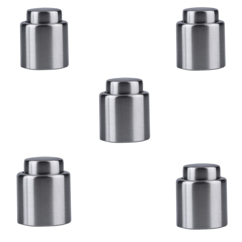 Stainless Steel Wine Stopper Pressed Wine Vacuum Wine Bottle Stopper Red Wine Sealing Machine Bar Tools Kitchen Accessories: 5pcs