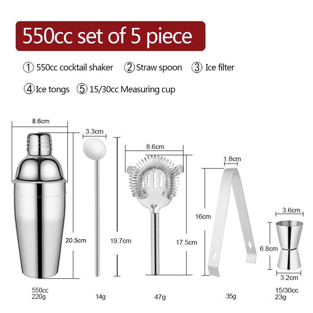 Stainless Steel Cocktail Shaker Bartender Kit Bar Drink Tools Barware Accessories for Home Bars and Party Events: 1 / 201 stainless steel
