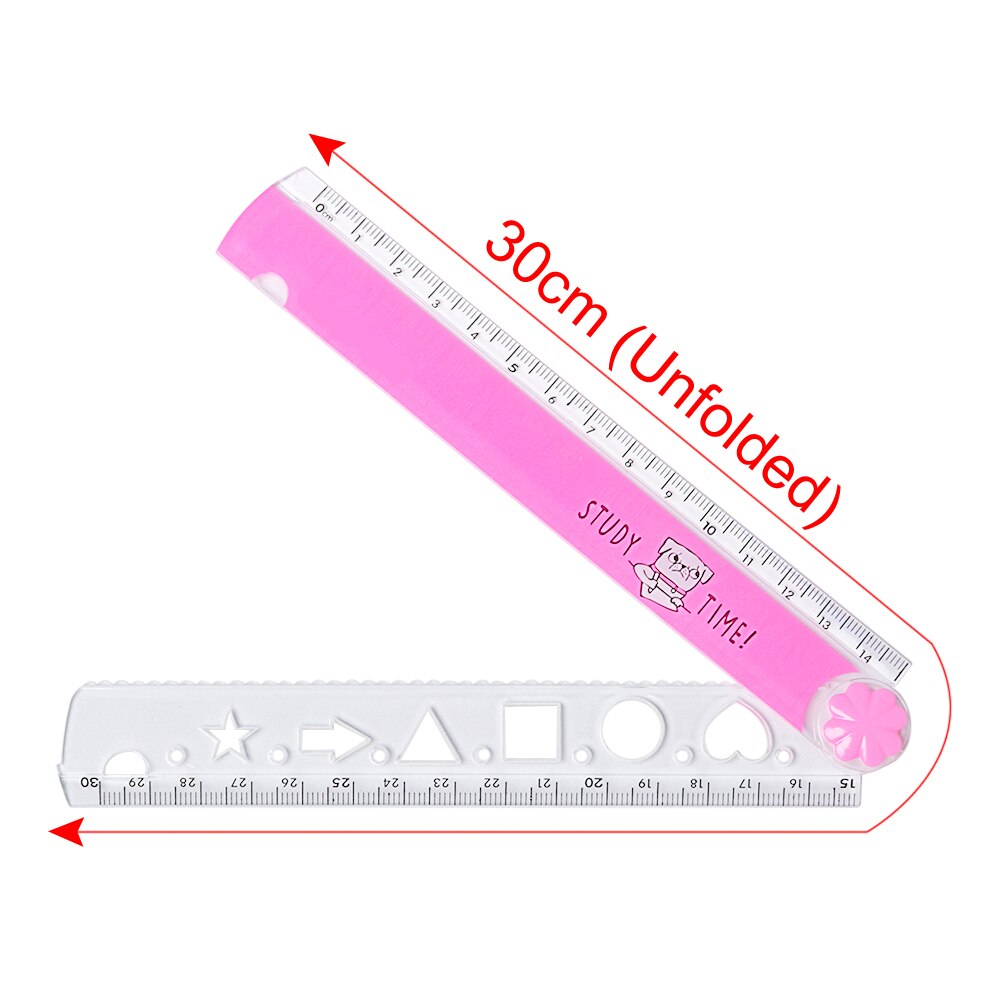 Plantilla plegable de 30cm, regla plegable, reglas multifunción de dibujo DIY para niños, estudiantes, oficina, escuela, papelería, 1 ud.