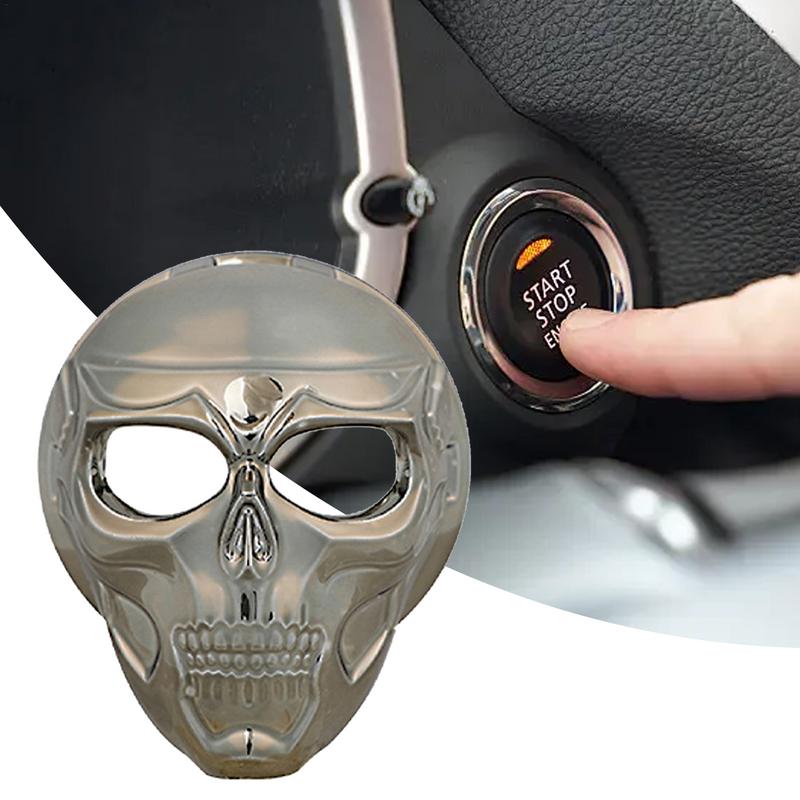 Skull Push Start Button Cover Metal Skull Push Start Button Sticker Ignition Start Stop Button Cover Gothic Car Accessories For