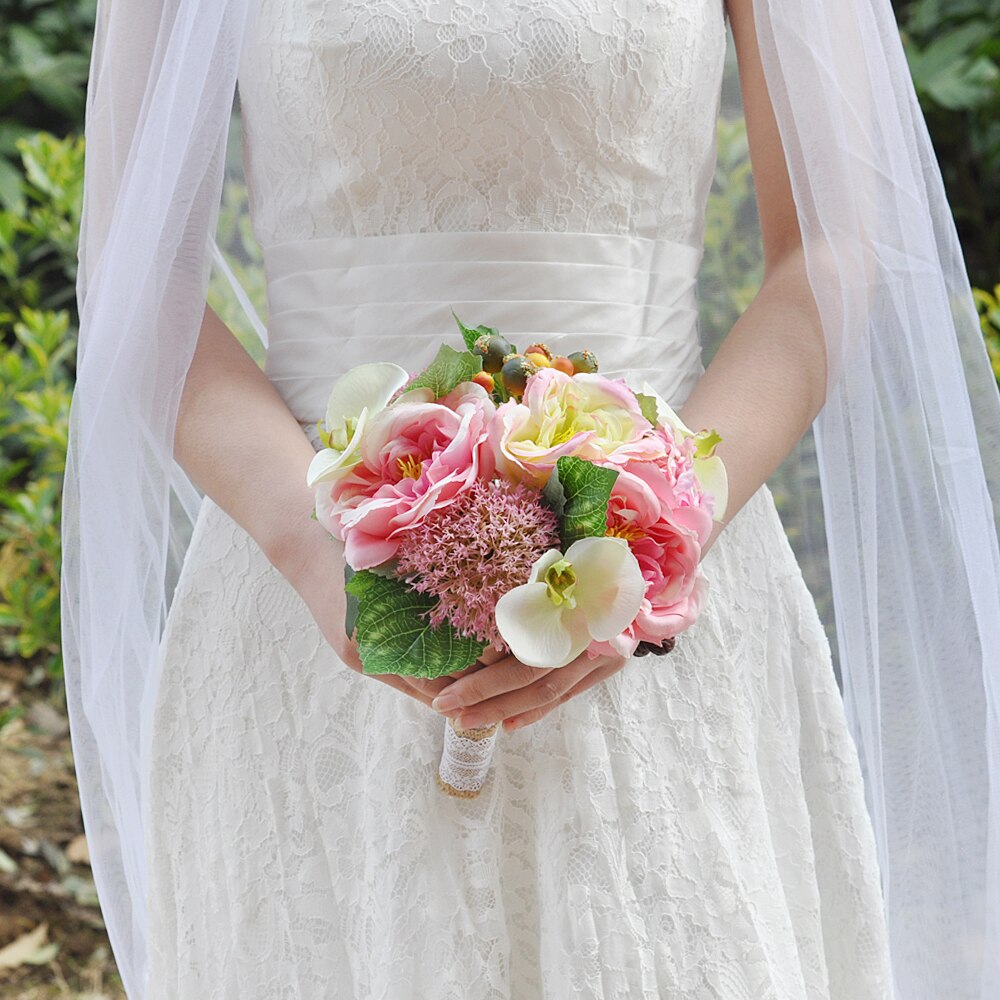 TRiXY F18 Bouquet de mariage rose porte-Roses fleurs de mariage Bouquets de mariée artificielle demoiselles d'honneur accessoires Bouquet de mariage
