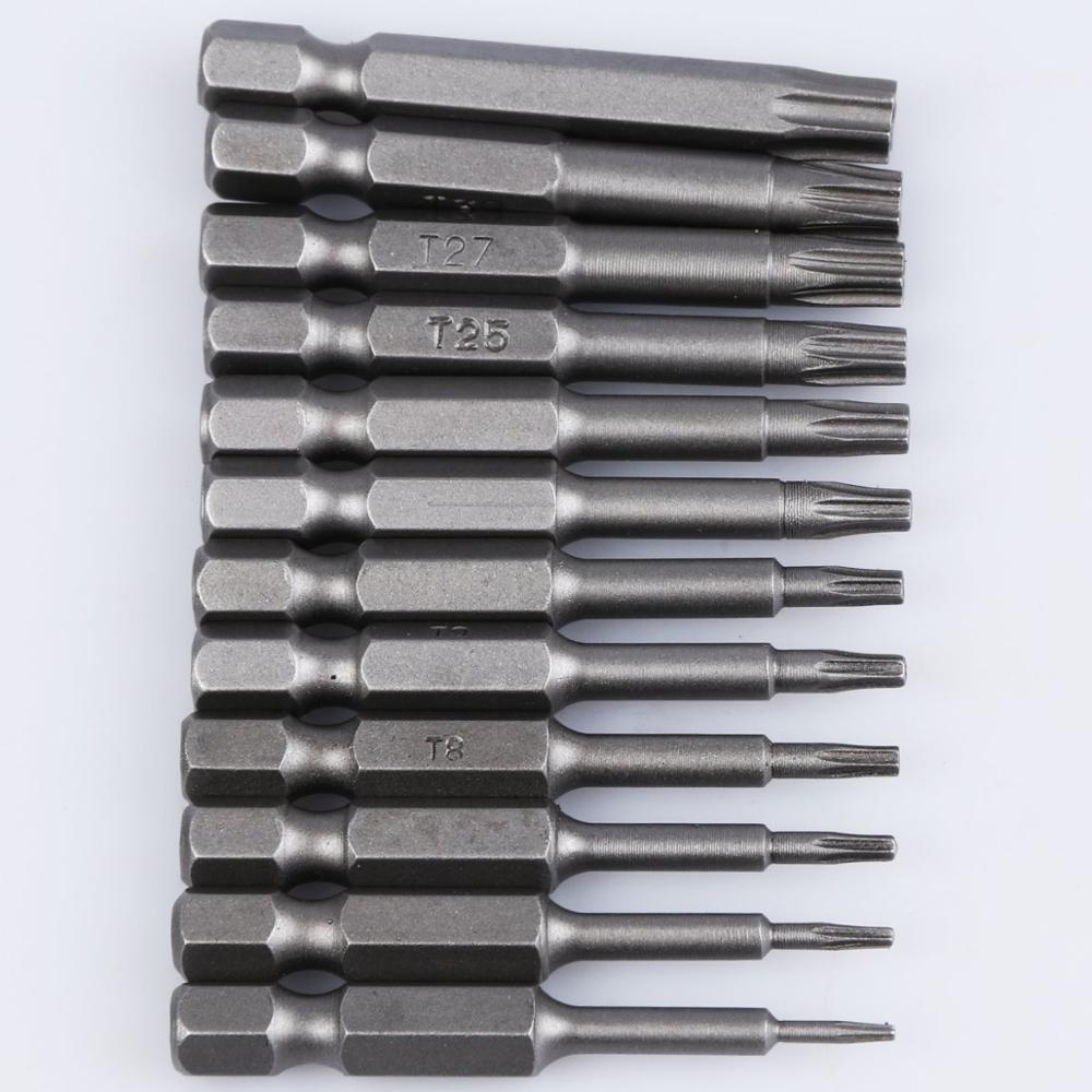 12Pcs/ Set Hex Torx Flat Head 50MM Driver Bits Hand Tools Security Bit Set Tamper Proof Screwdriver Drill Bit Screw Driver Bits