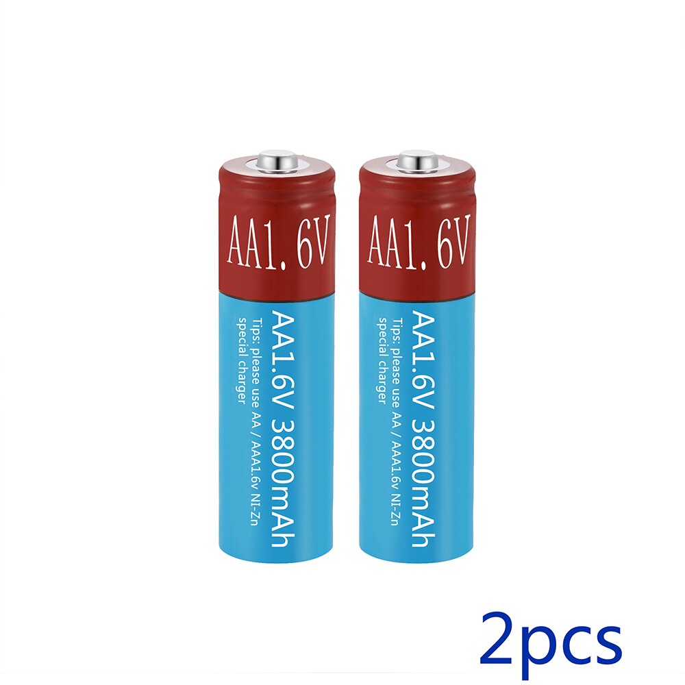 AA Rechargeable Batteries NiZn 3800mAh Replace 1.5V/1.2V AA battery 1.6V Battery for toys MP3 Solar Lights Camera MP4 RC car: 2pcs