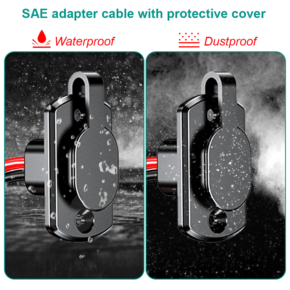 Adaptador SAE de enchufe macho, conector rápido SAE, Cable hembra de 12AWG, Cable de extensión de 30CM, resistente al agua