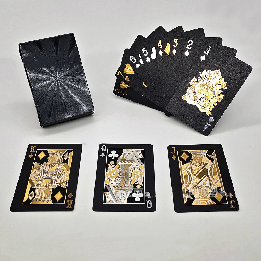 Texas Holdem 100% jeu de cartes à jouer en plastique étanche cartes de Poker noir mat polonais Poker étoile jeu de société Blackjack jeux d'équipe