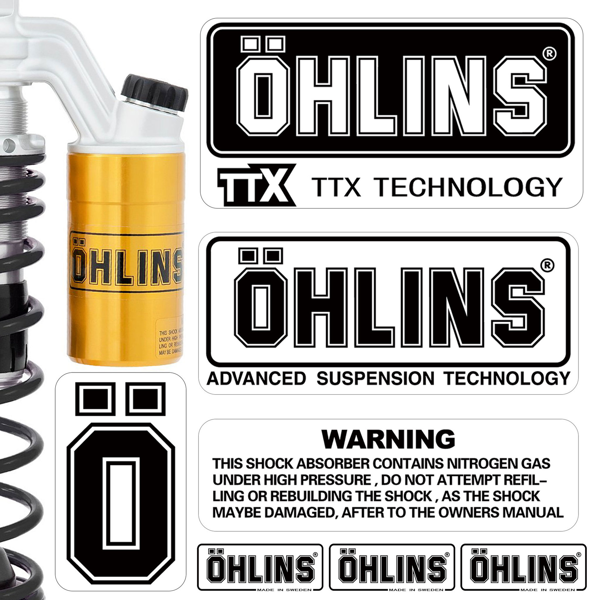 Amortiguador impermeable Ohlins Logo pegatina motocicleta amortiguador protector solar transparente calcomanía decorativa tipo Universal