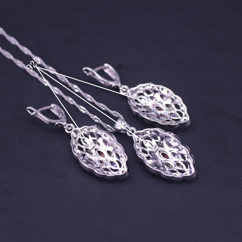 Ensemble de bijoux pour femmes, plusieurs couleurs, Top Zircon couleur argent, bijoux de Costume, cerceau, boucles d'oreilles, bague, collier pendentif, ensemble de bijoux de mariée