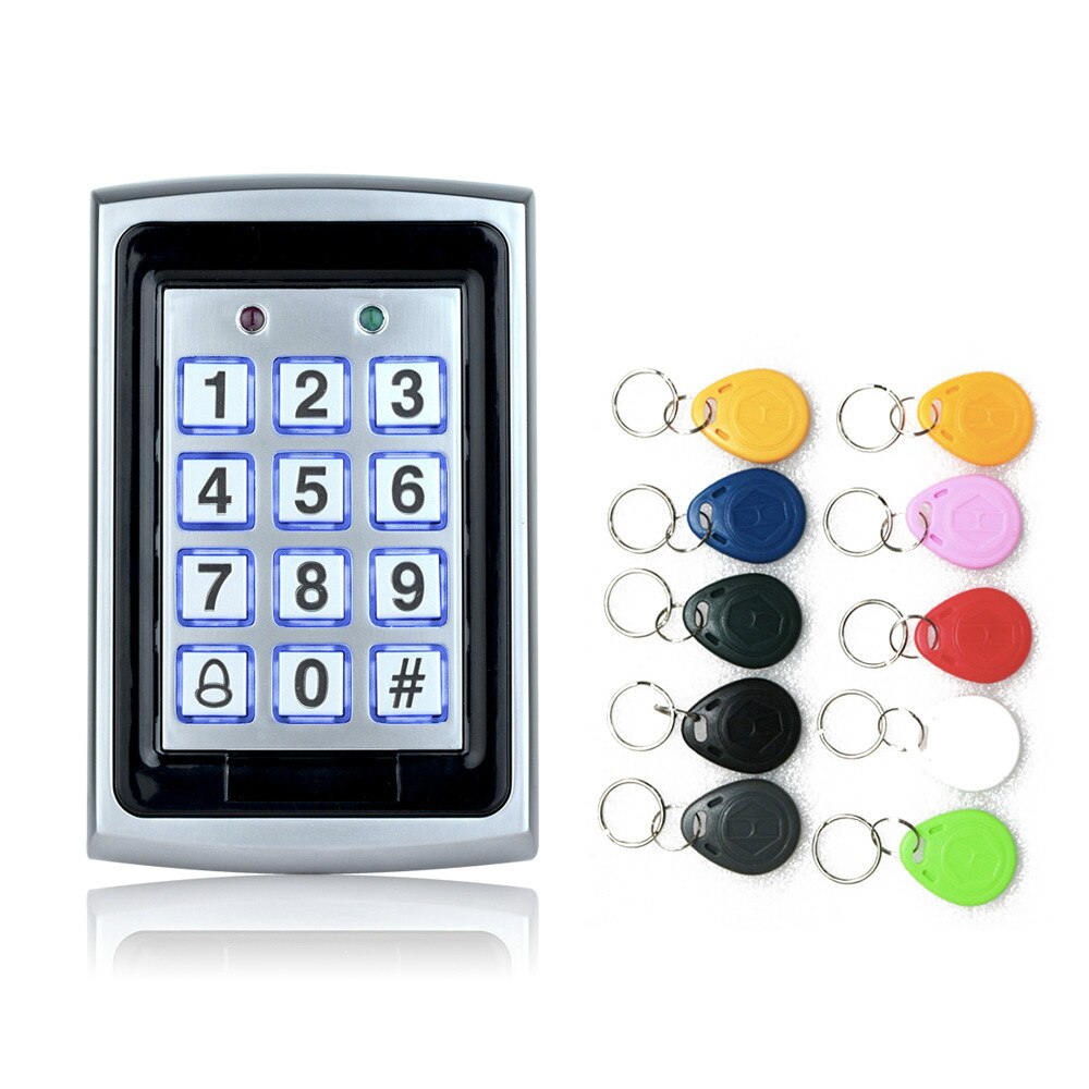 Waterproof Metal Rfid Access Control Keypad With 1000 Users 125KHz Card Reader Keypad Key Fobs Door Access Control System