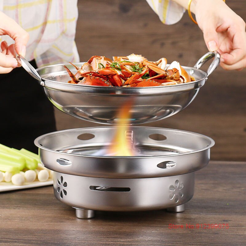 24Cm Kleine Pot Alcohol Heater Rvs Outdoor Bbq Camping Winddicht Kookgerei Kachel Hotel Buffet Calorifier