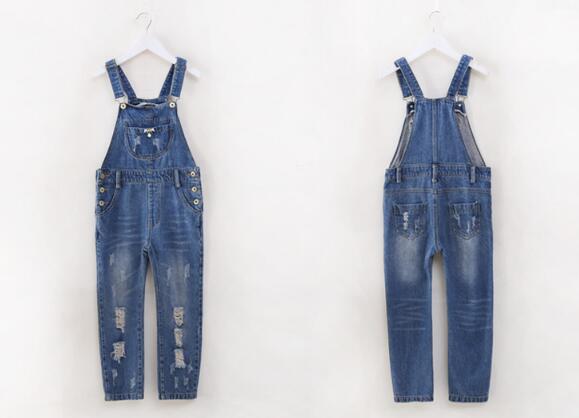 Jean déchiré pour filles, combinaison en jean pour enfants de 4-6-9-12 ans, vêtements de printemps