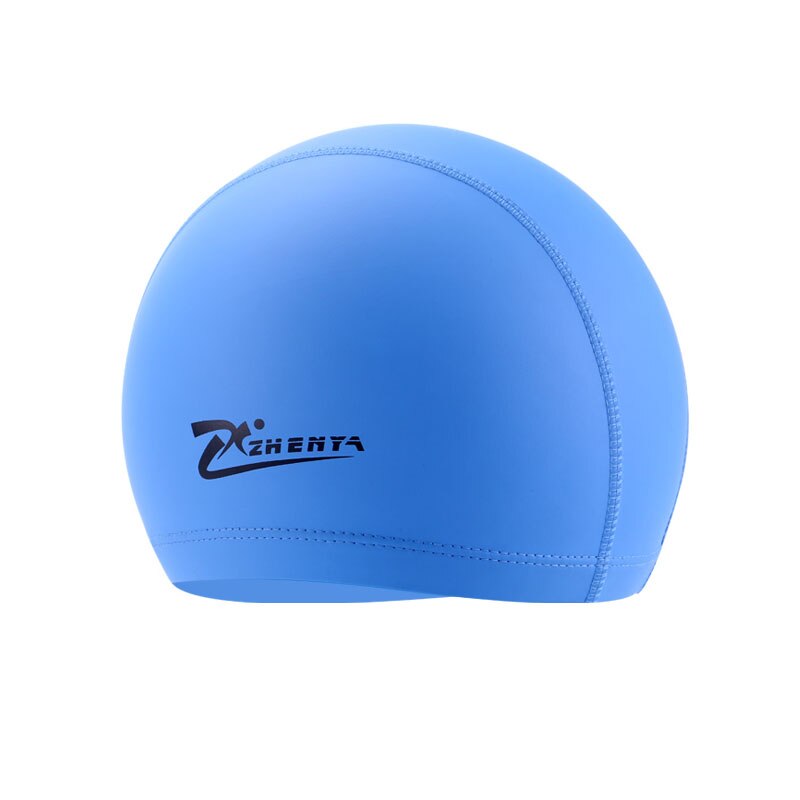 Swimming Caps Teens PU Waterproof Swimming Pool Hat Long Hair Swim Hats Ear Protector Flexible Colorful Diving Cap: blue