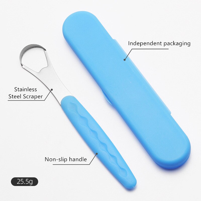 Stainless Steel Tongue Scraper with Portable Travel Case U Shape Tongue Cleaner Oral Tongue Brush for Adult Fresh Breath