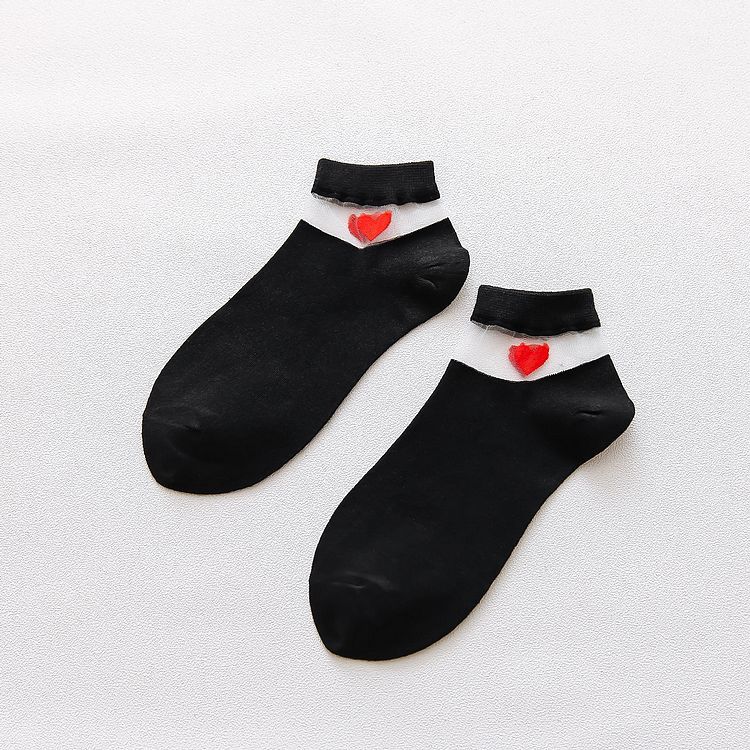 Chaussettes style coréen armkin pour femmes, motif cœur, chaussettes d'été décontractées et mignonnes, en coton respirant