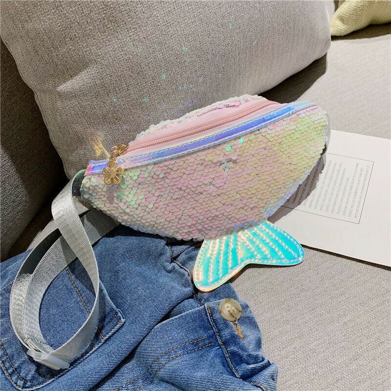 neueste Kinder Mädchen Pailletten Fanny Pack Taille Tasche Einzelnen Schulter Brust Tasche Mobile Geldbörse