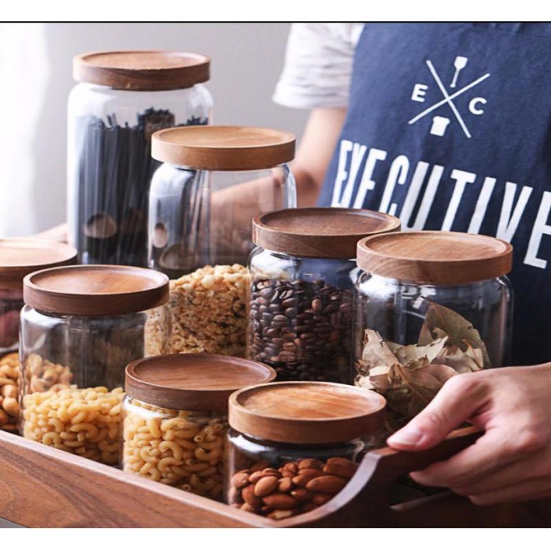 Bouteilles de rangement en verre avec couvercle | Bocal de rangement des aliments pour la cuisine, bocaux à épices maçon, boîte de rangement des bonbons, boîte de rangement pour la cuisine