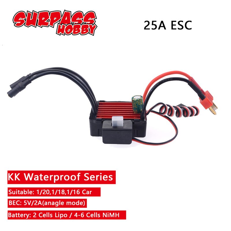 150A 120A Waterproof ESC KK Speed Controller 35A 45A 60A 80A for 1/8 1/10 1/12 RC Monster Redcat Volcano EPX Blackout XTE Buggy: 25A