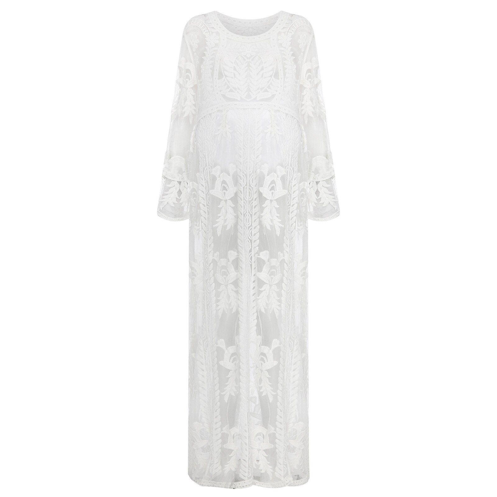 Vrouwen Pregnants Elegante Kant Fotografie Rekwisieten Lange Mouw Moederschap Jurk Effen Elegante Lente Jurk Платье Для Беременных