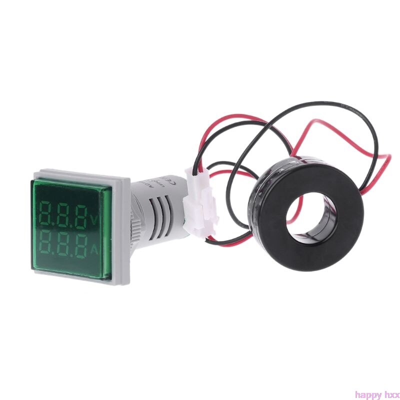 Square LED Digital Dual Display Voltmeter & Ammeter Voltage Gauge Current Meter AC 60-500V 0-100A: GN