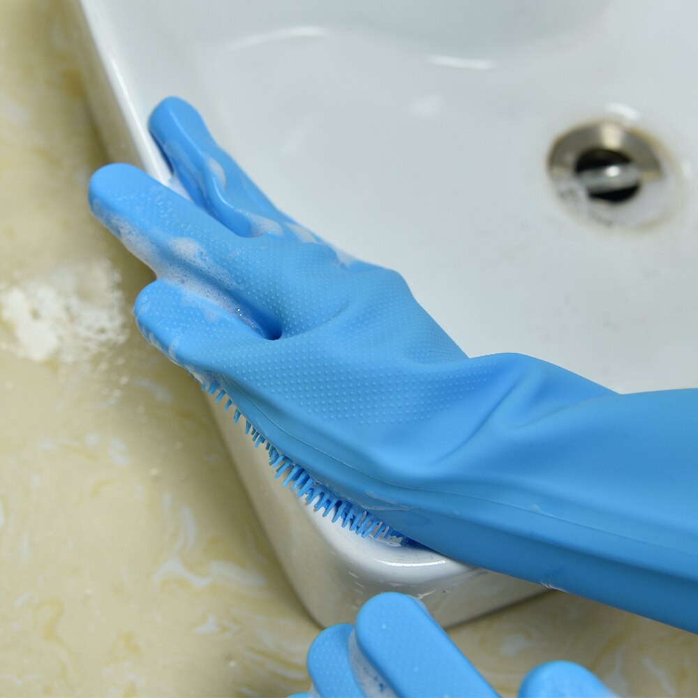 Guantes de silicona para lavar platos, 2 uds., guantes para fregar platos de limpieza, limpieza de cocina, grado alimenticio