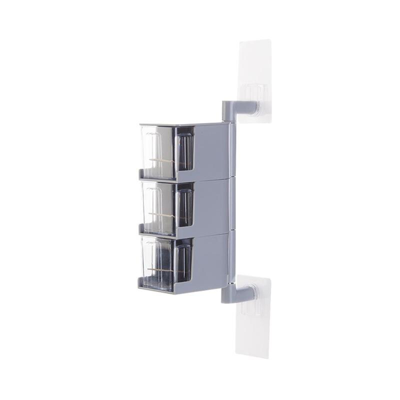 Multi-Tier 360 Graden Draaibare Muurbevestiging Kruidenrek Kruiden Opbergdoos Potten Organizer Kruiderij Containers Keuken Gereedschap: 3 Tiers Grey