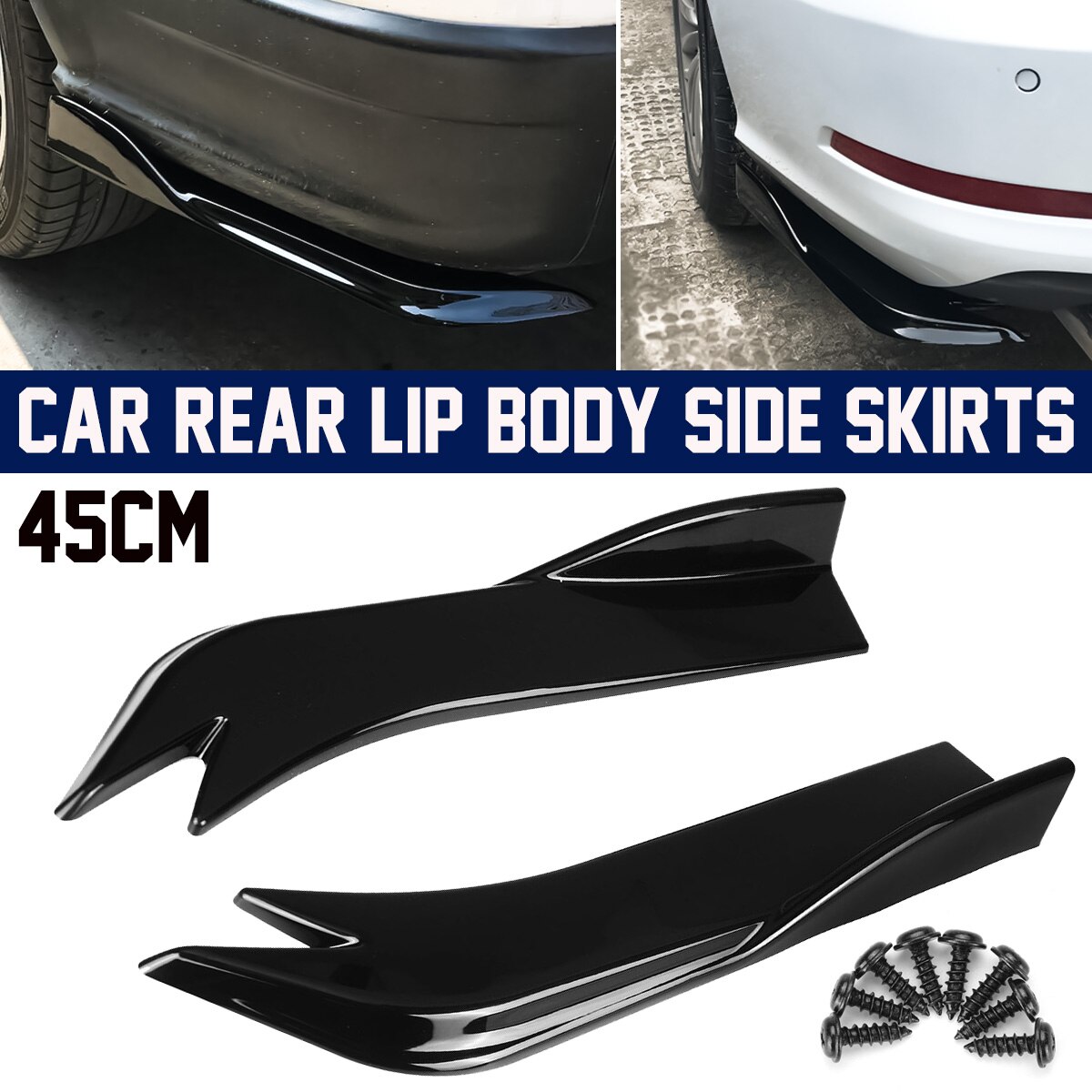2 Stuks Auto Achterbumper Lip Side Rok Splitters Spoiler Lippen Wing Trim Bumper Splitter Auto Bumper Corner Guards Bescherming
