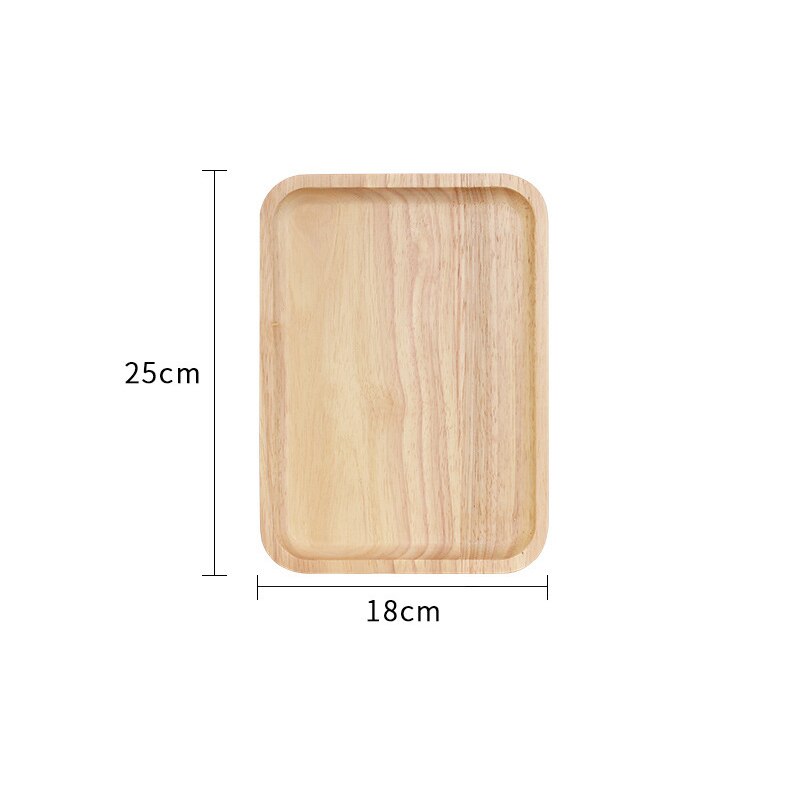 Whole Wood Lovesickness Wooden Tray Tableware Round Solid Wood Plate Dishes Saucer Tea Tray Dessert Dinner Plate Home Dinnerware: Rectangle-25cm