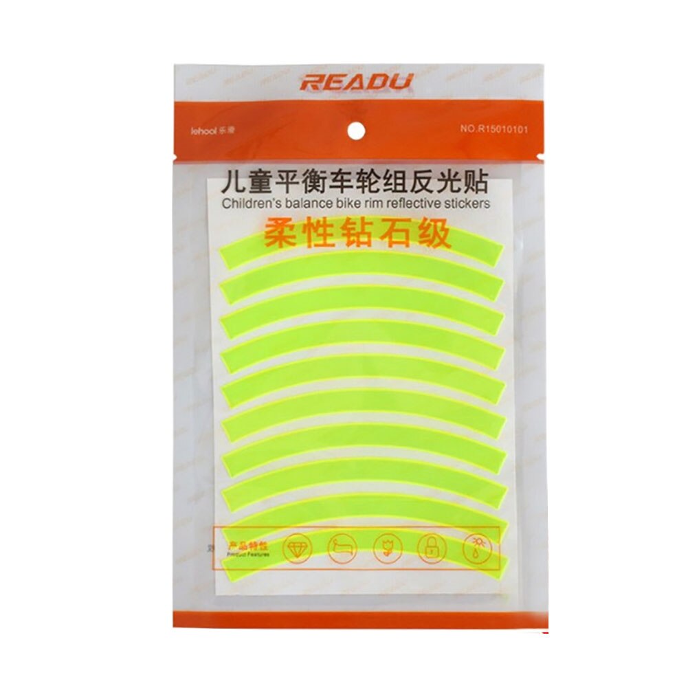 10 sztuk dziecięcy rowerek biegowy koła jasne taśma odblaskowa naklejki wystrój wioślarz akcesoria zewnętrzne: zielony
