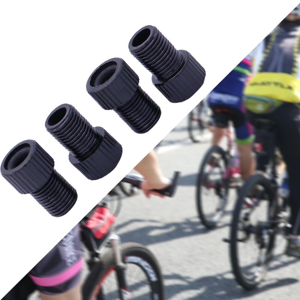 Set of 4 Bicycle Aluminum Presta to Schrader Valve Adapters Converters Mountain Bike Road Bike Air Compressor Repair Tools