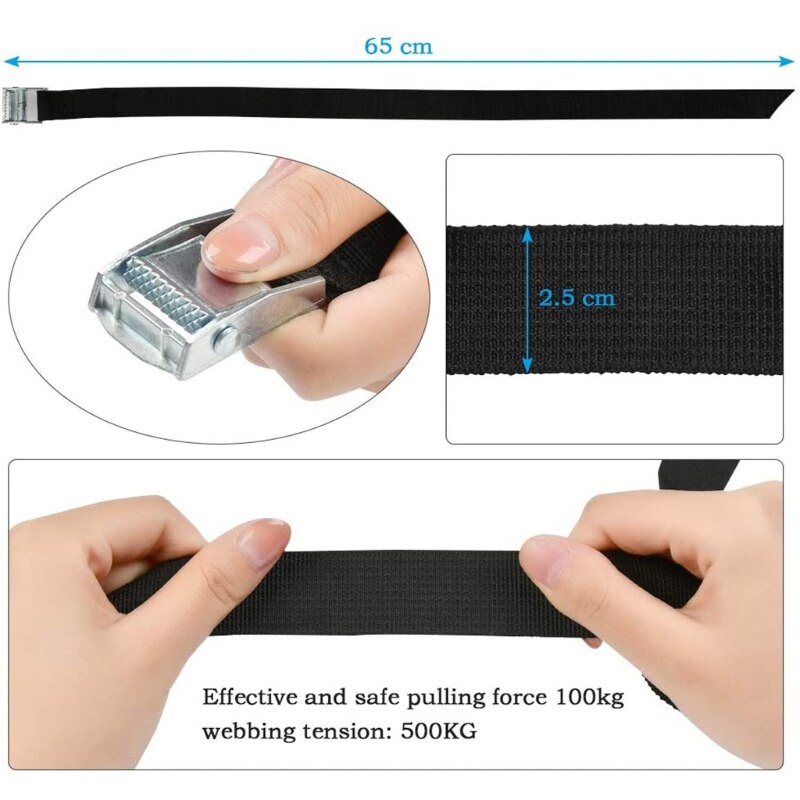 Correas de amarre con bloqueo de sujeción, herramienta de fijación de equipaje de bicicleta de Motor, resistente, color negro, 10 piezas, D7YA