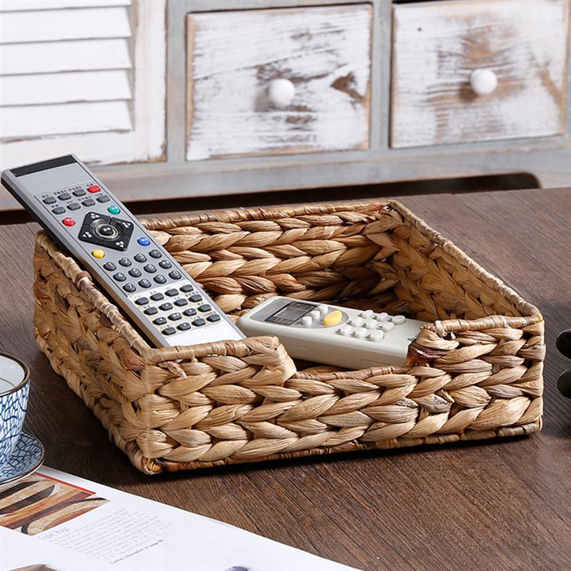 Handmade Straw Tissue Holder Napkin Dispenser Tissue Paper Storage Containers Tissue Holder Tray Weaving Square Tray