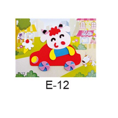 DIY Cartoon Animal 3D EVA Foam Sticker 20 designs Puzzle Series Early Learning Education Toys for Children: Brown