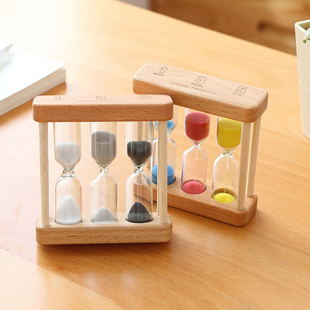 1/3/5 Minuut Houten Zand Glas Zandloper Timer Klok Home Decor Voor Childern Eenvoudige Stijl