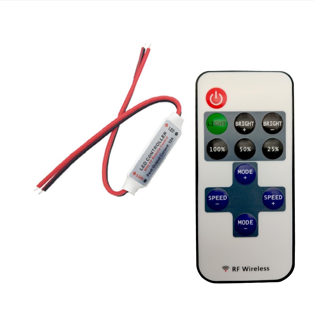 5-24V Led Controller DC 12A RF Wireless Controller Switch Led Dimmer With Mini Remote Switch In-line Led Light Controller