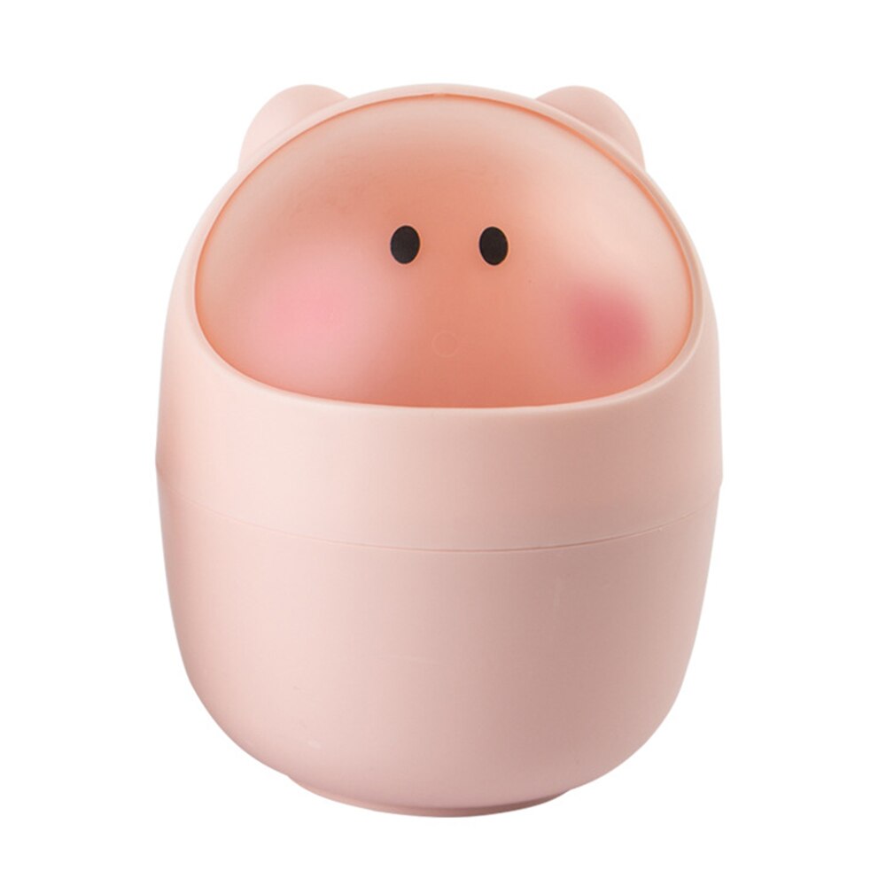 1Pcs Cute Mini Waste Bin Desktop Garbage Box Table Dustbin Home Office Bathroom Trash Can Garbage Paper Basket Trash Container: pink
