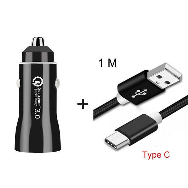 Mini cargador USB Dual para coche, dispositivo de carga rápida QC 3,0 3.1A para Xiaomi Mi9 Mi8 mi 8 9 A2 lite Redmi note 9 8 7 Pro: cable for type c