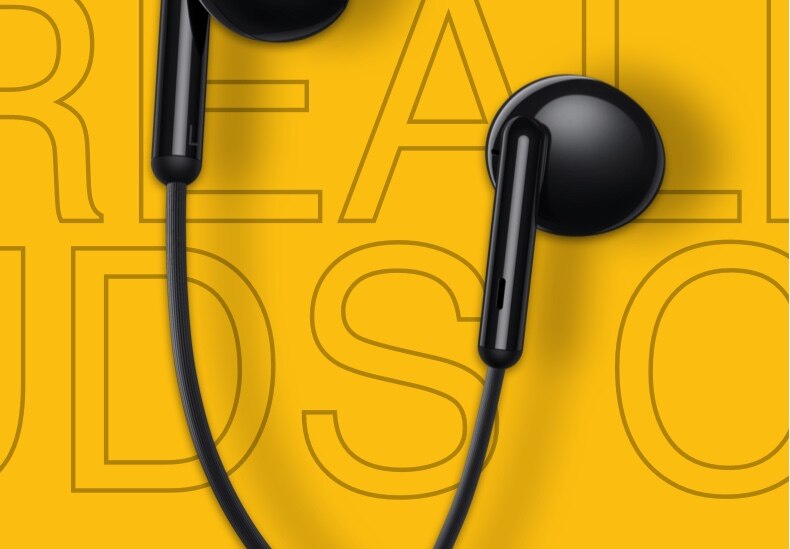 Realme buds original 3.5mm kabelgebundene stereo-kopfhörer mit bassmusik, sportkopfhörer, laufkopfhörer, freisprechfunktion mit mikrofon