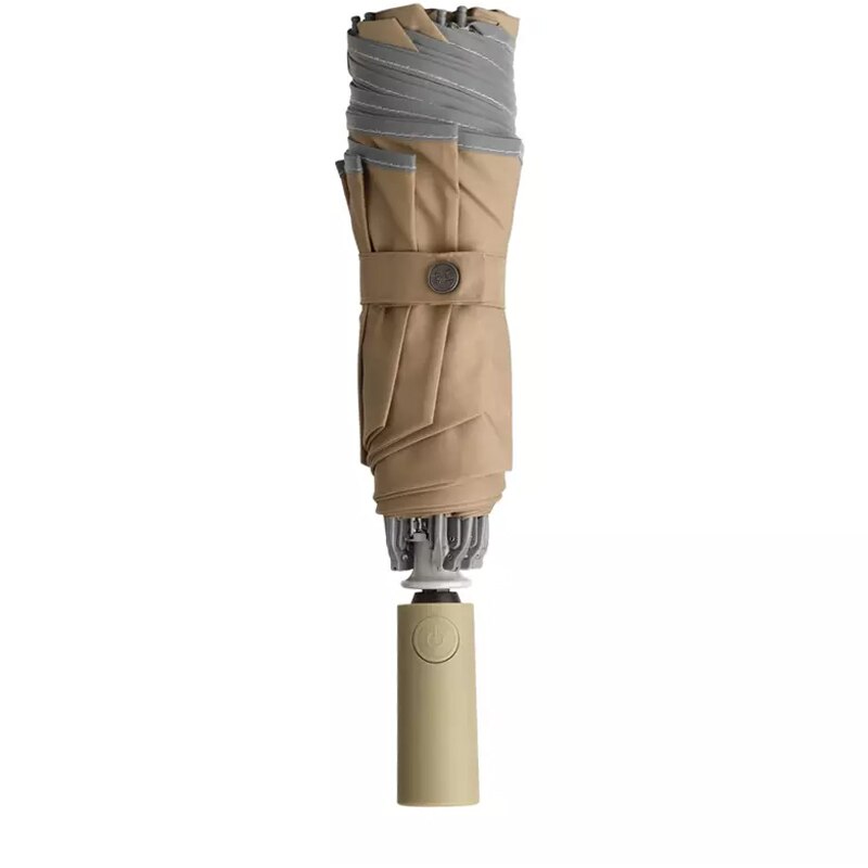 Paraguas automático plegable para hombre y mujer, sombrilla reflectante UV a prueba de viento, de aluminio, para verano e invierno: Brown Wi Reflective