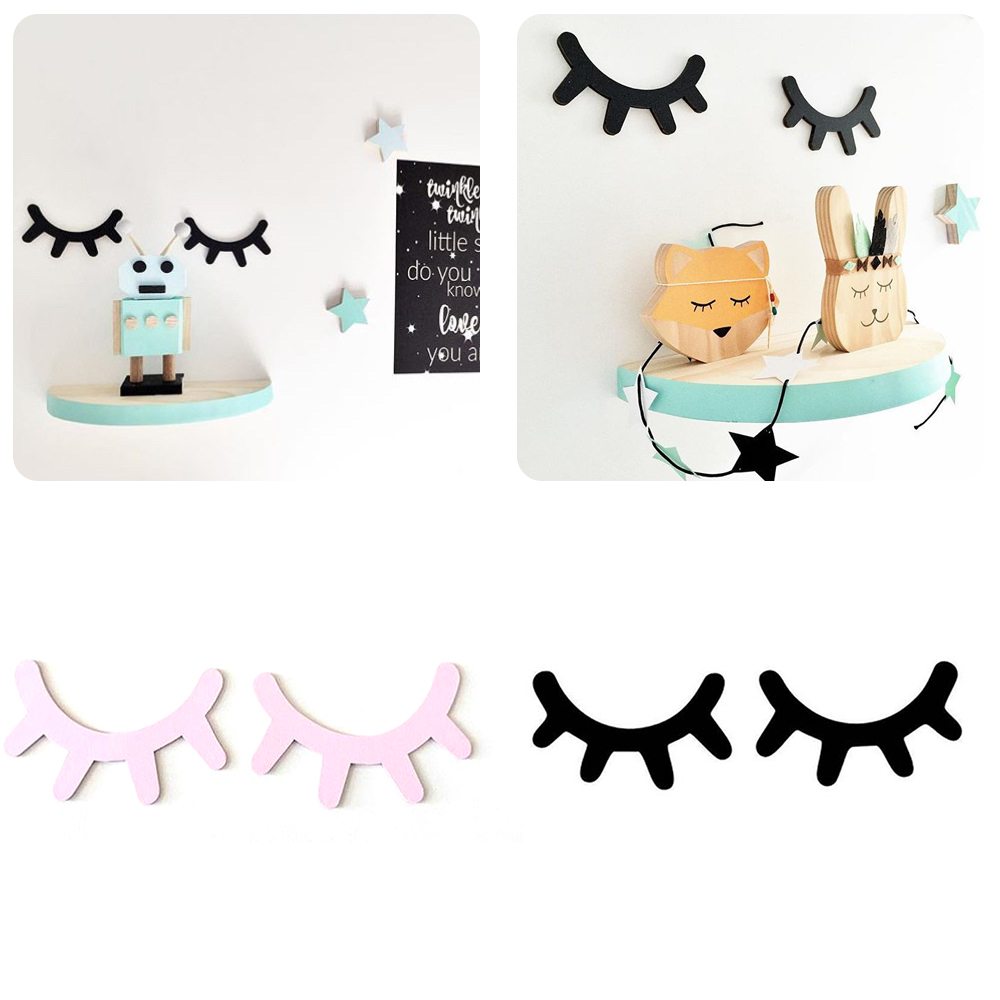 1 paire faux cils Stickers muraux Style nordique 3D bois Stickers muraux auto-adhésif fond décoration enfants chambre de bébé