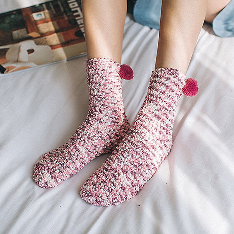 Mujeres invierno espesar de Térmica calcetines cachemir coral terciopelo interior de piso suave calcetines de pastel Calcetines