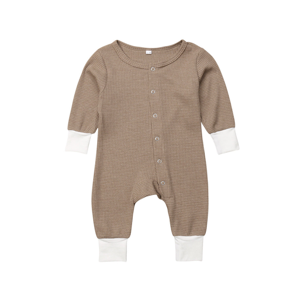 Nyfødt spædbarn baby sovekabine lange ærmer knapper op nattøj efterår tøj ét stykke 0-18m: -en / 18m