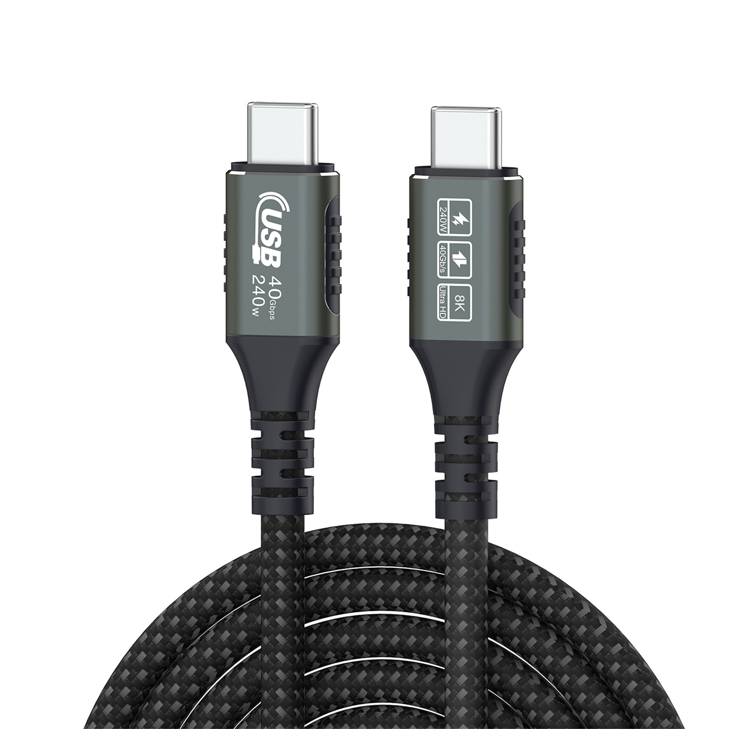 TUTI 240W USB C Thunderbolt 4 Cable,40Gbps Data Transfer,8K Video Compatible With Thunderbolt 4/3 Monitor,Hub,Docking Stations: 1.8m