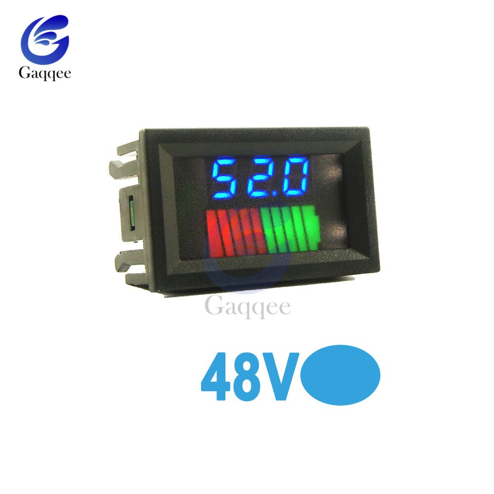 12V/36V /48V 10 Segment LED Dual LED Display Battery Level Tester Lithium Battery Capacity Meter Charge Indicator Battery Tester: 48V Blue